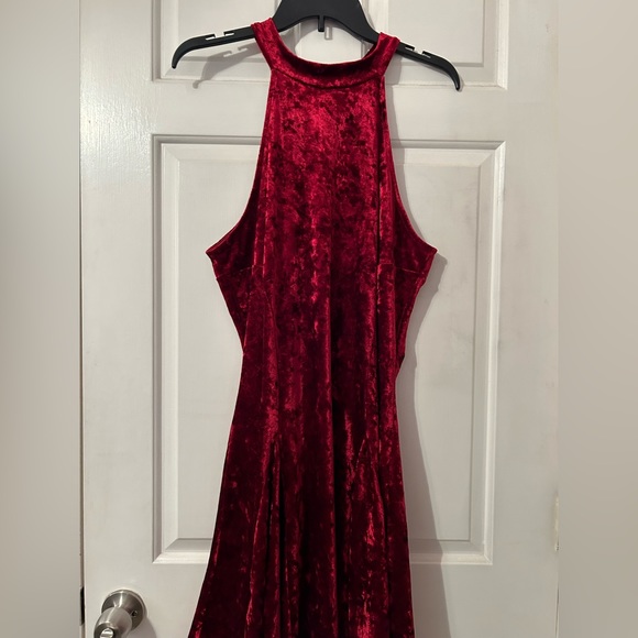 Rebdolls Dresses & Skirts - Rebdolls red velvet high neck swing dress